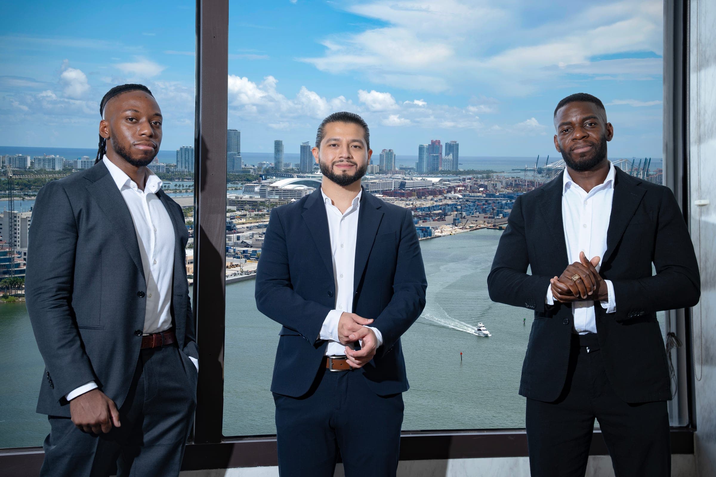 Shield founders Emmanuel Udotong, Luis Carchi and Isaiah Udotong in Miami