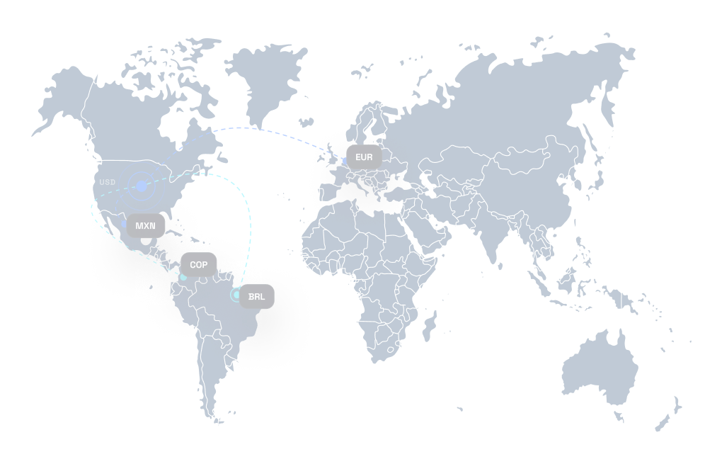 Send and receive across borders in multiple currencies.