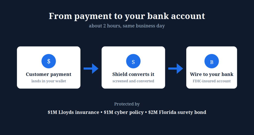 Is Shield safe? Diagram showing how money from abroad reaches your bank account through Shield's protected system.